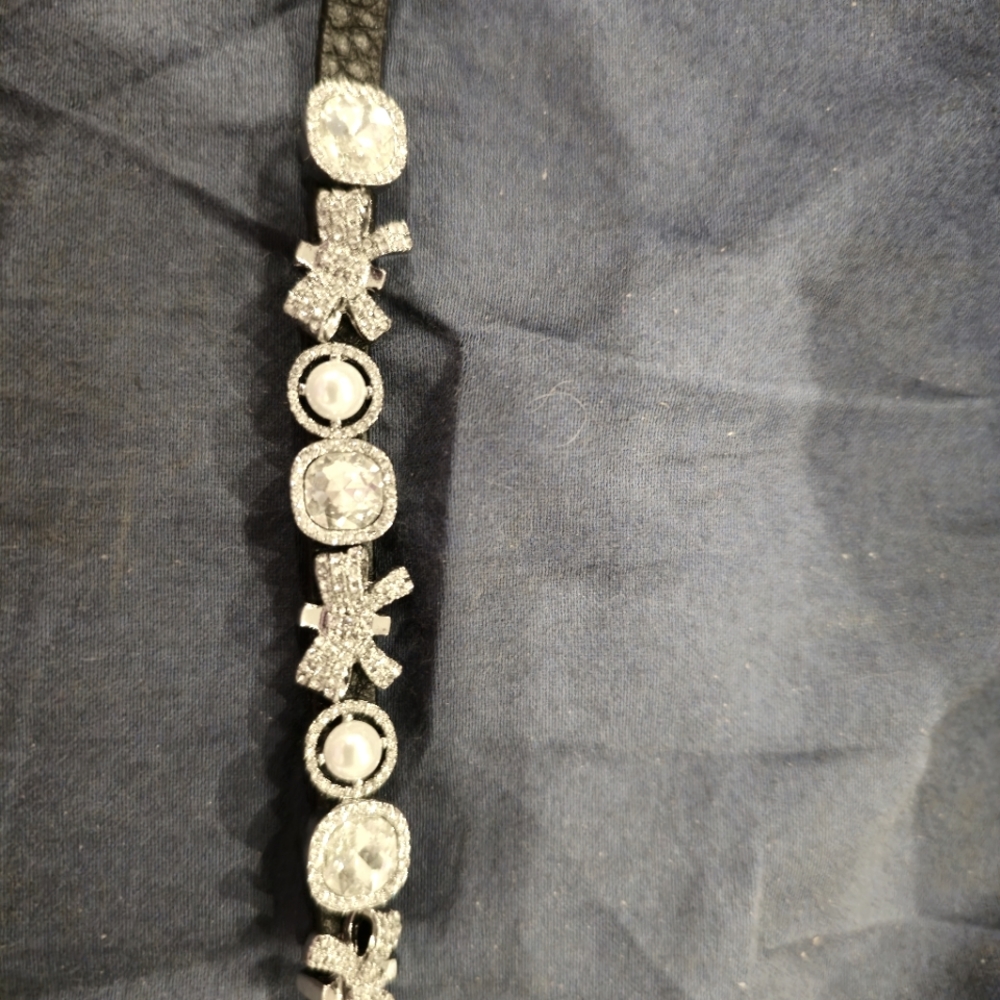Leather wrap cz pearl bracelet